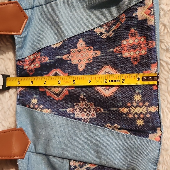 Canyon Sky Blue & Orange Geometric Aztec Tote Bag 2 End Pockets NWT - Picture 7 of 8